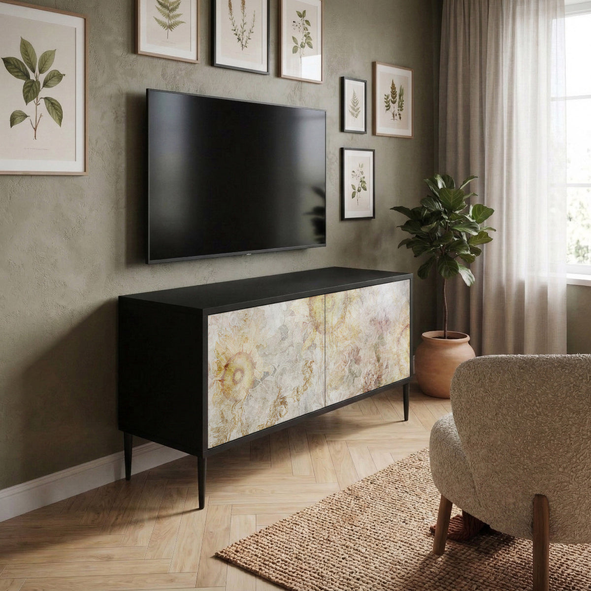 SUNFLOWER BLUR Kompaktní dvoudveřový TV stolek