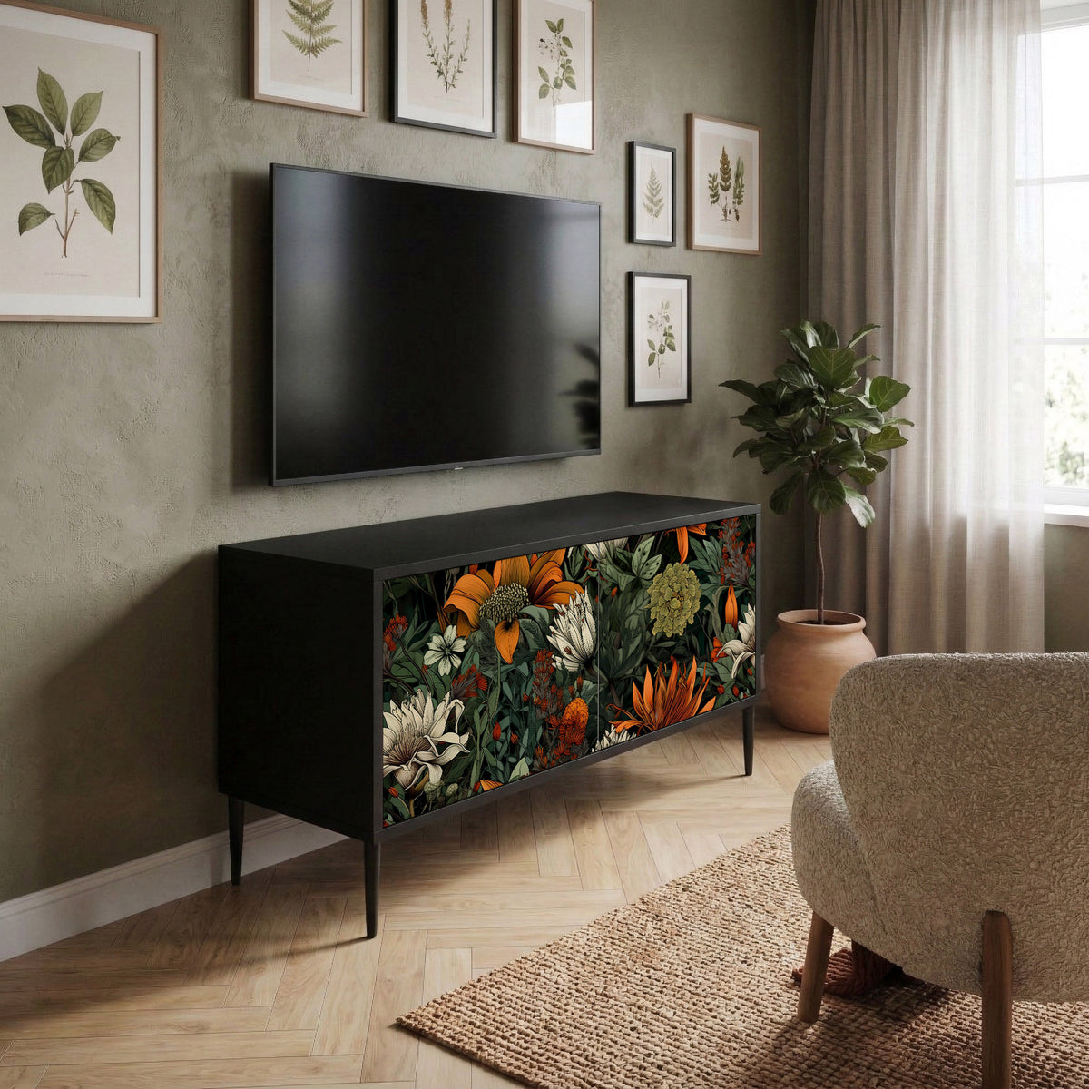 MIDNIGHT SPROUT Kompaktní dvoudveřový TV stolek
