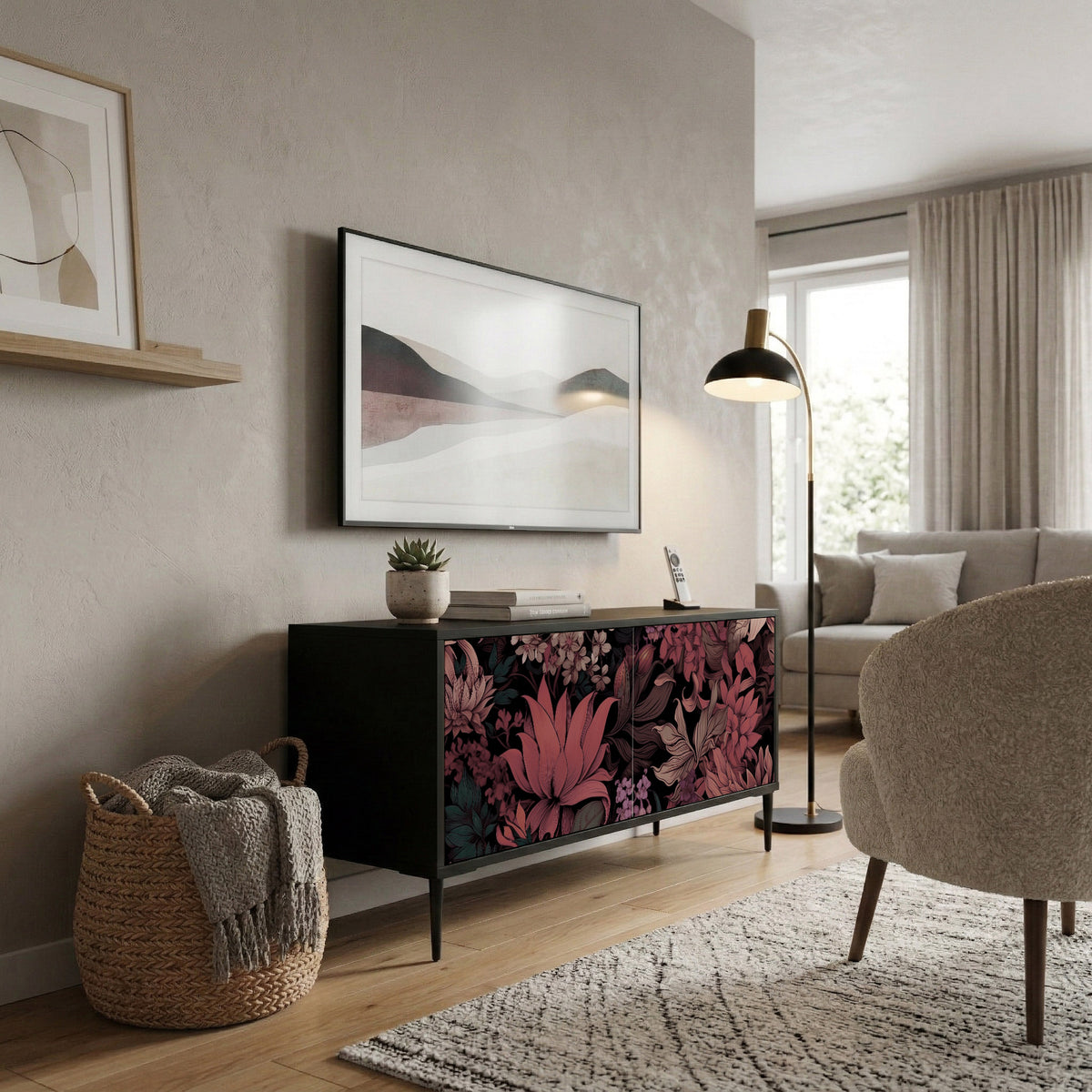 FLORAL WHISPER Kompaktní dvoudveřový TV stolek