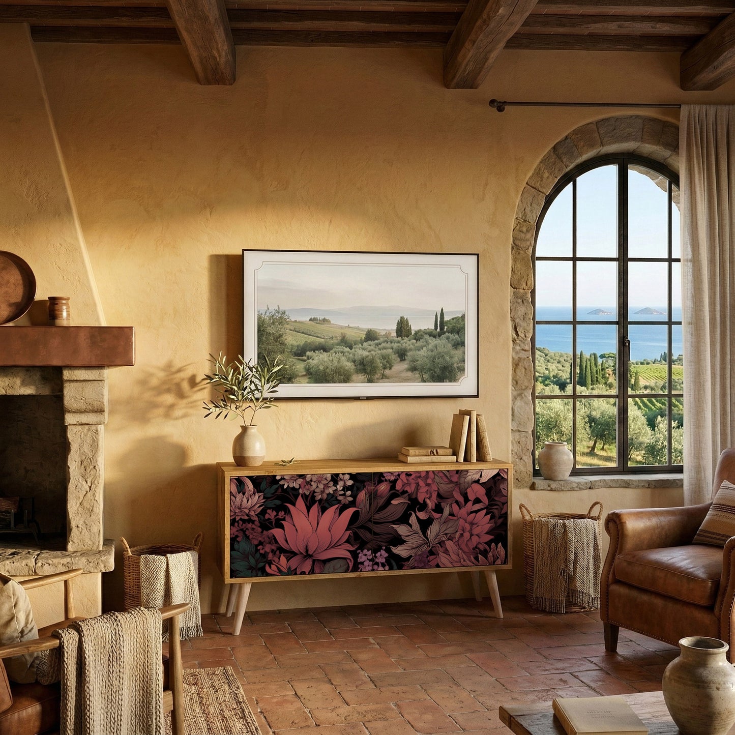 FLORAL WHISPER Kompaktní dvoudveřový TV stolek