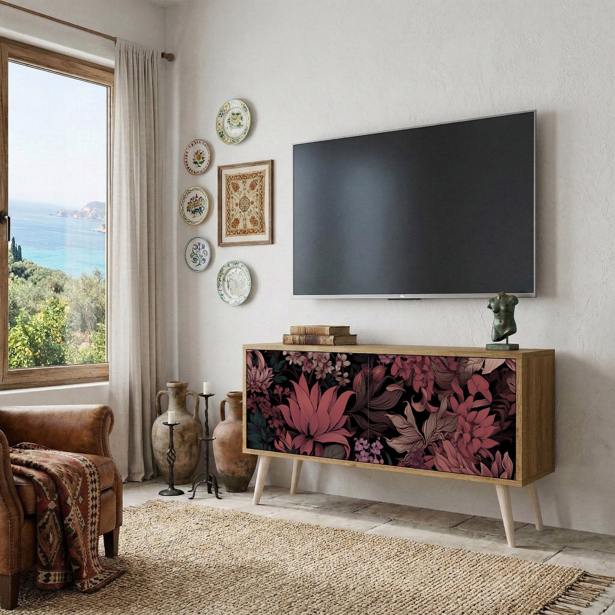 FLORAL WHISPER Kompaktní dvoudveřový TV stolek
