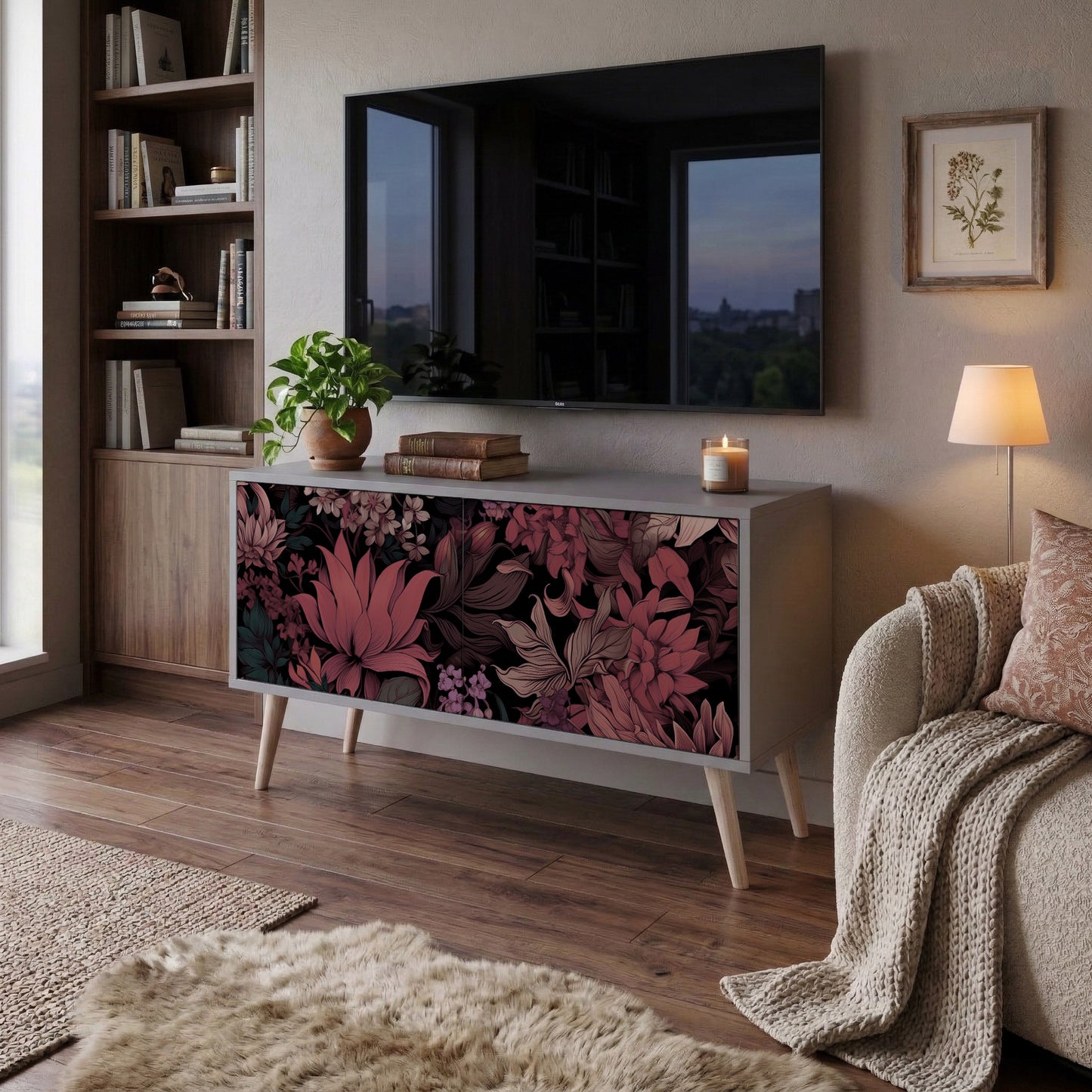FLORAL WHISPER Kompaktní dvoudveřový TV stolek
