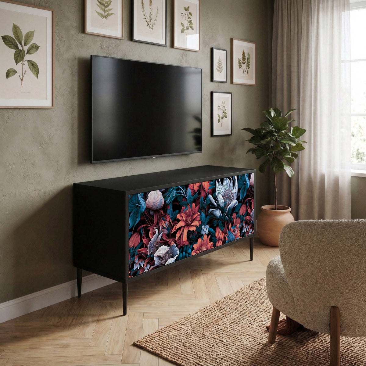 ETHEREAL BLOSSOMS Kompaktní dvoudveřový TV stolek