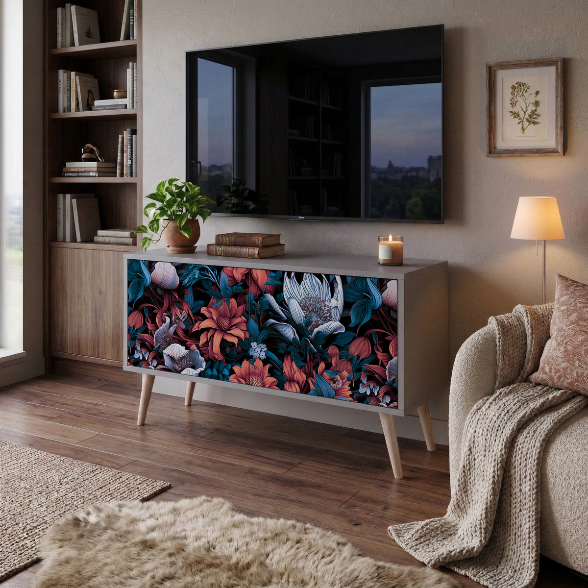 ETHEREAL BLOSSOMS Kompaktní dvoudveřový TV stolek