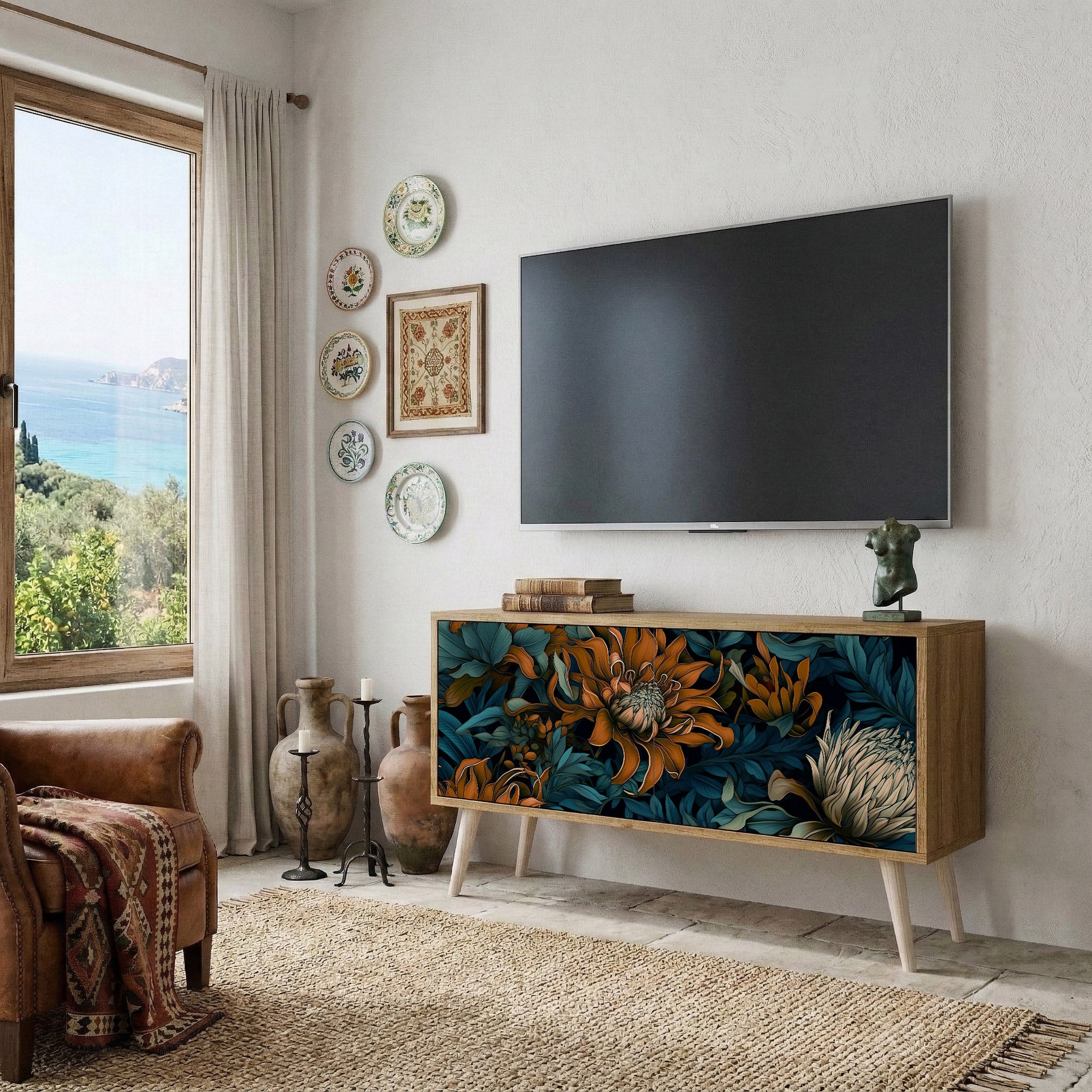 MORNING BLOOM Kompaktní dvoudveřový TV stolek