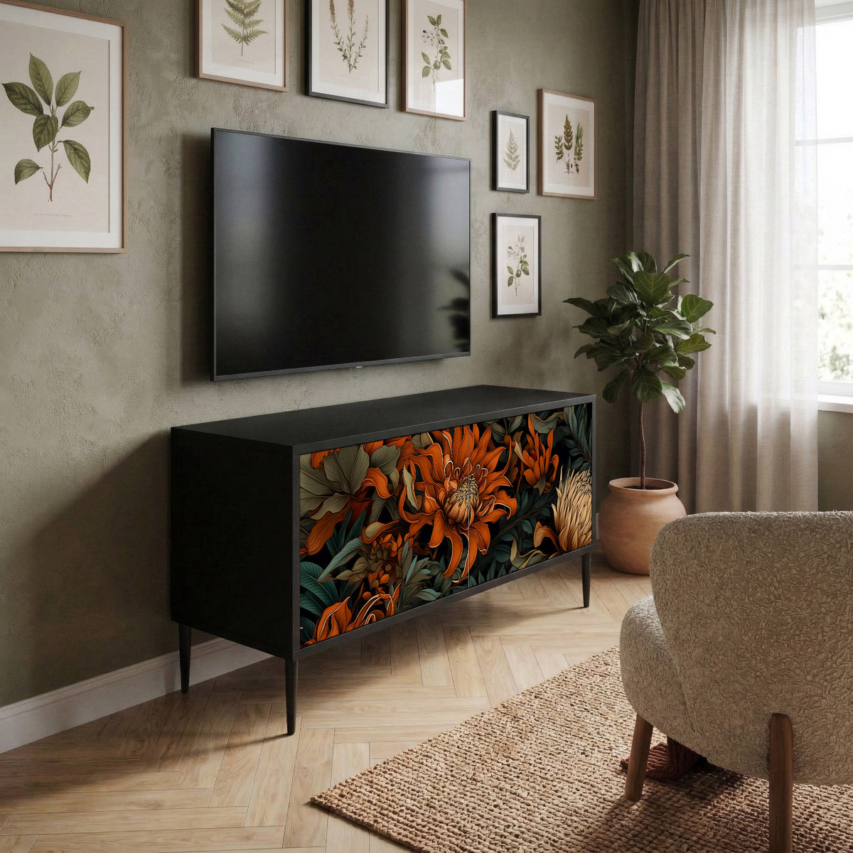 DAWN BLOOM Kompaktní dvoudveřový TV stolek