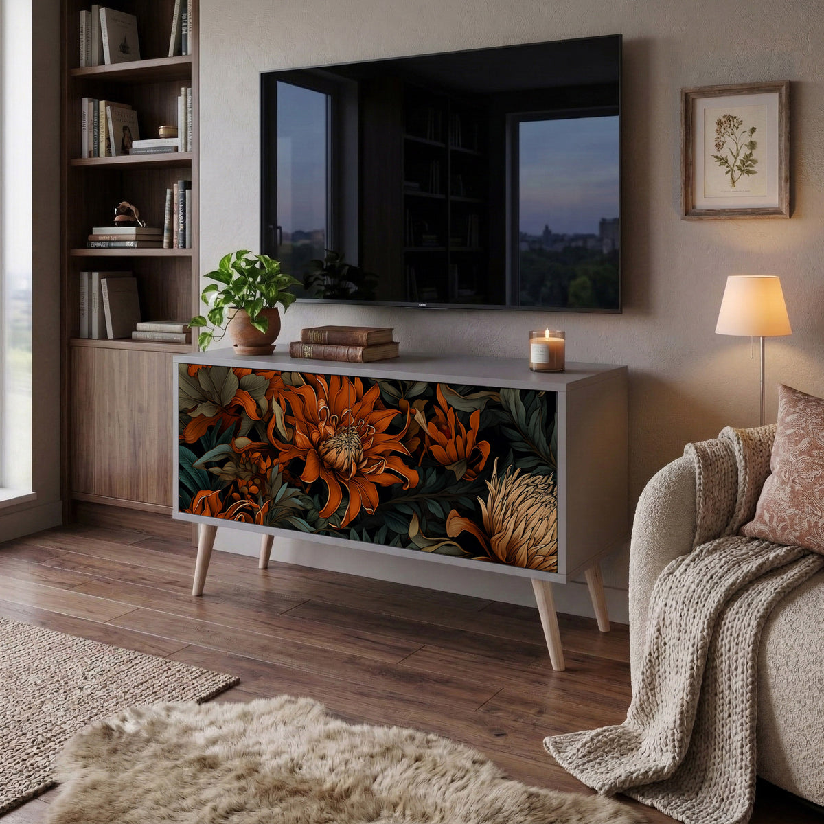 DAWN BLOOM Kompaktní dvoudveřový TV stolek