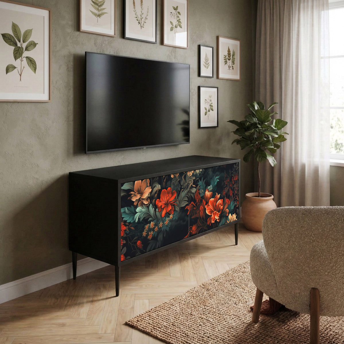 IMAGINARY BLOSSOM Kompaktní dvoudveřový TV stolek
