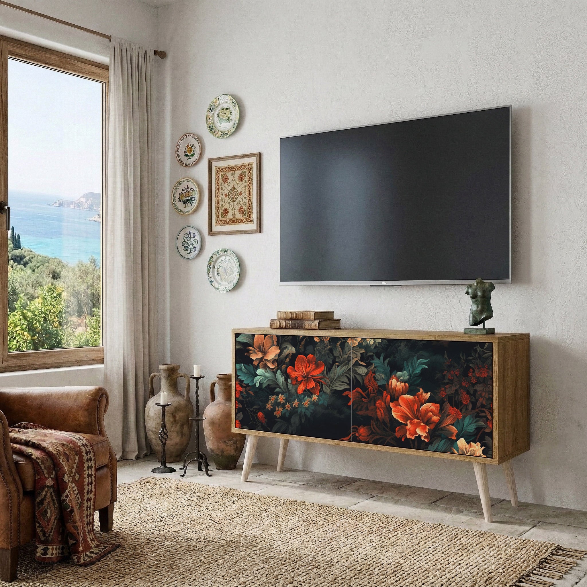 IMAGINARY BLOSSOM Kompaktní dvoudveřový TV stolek