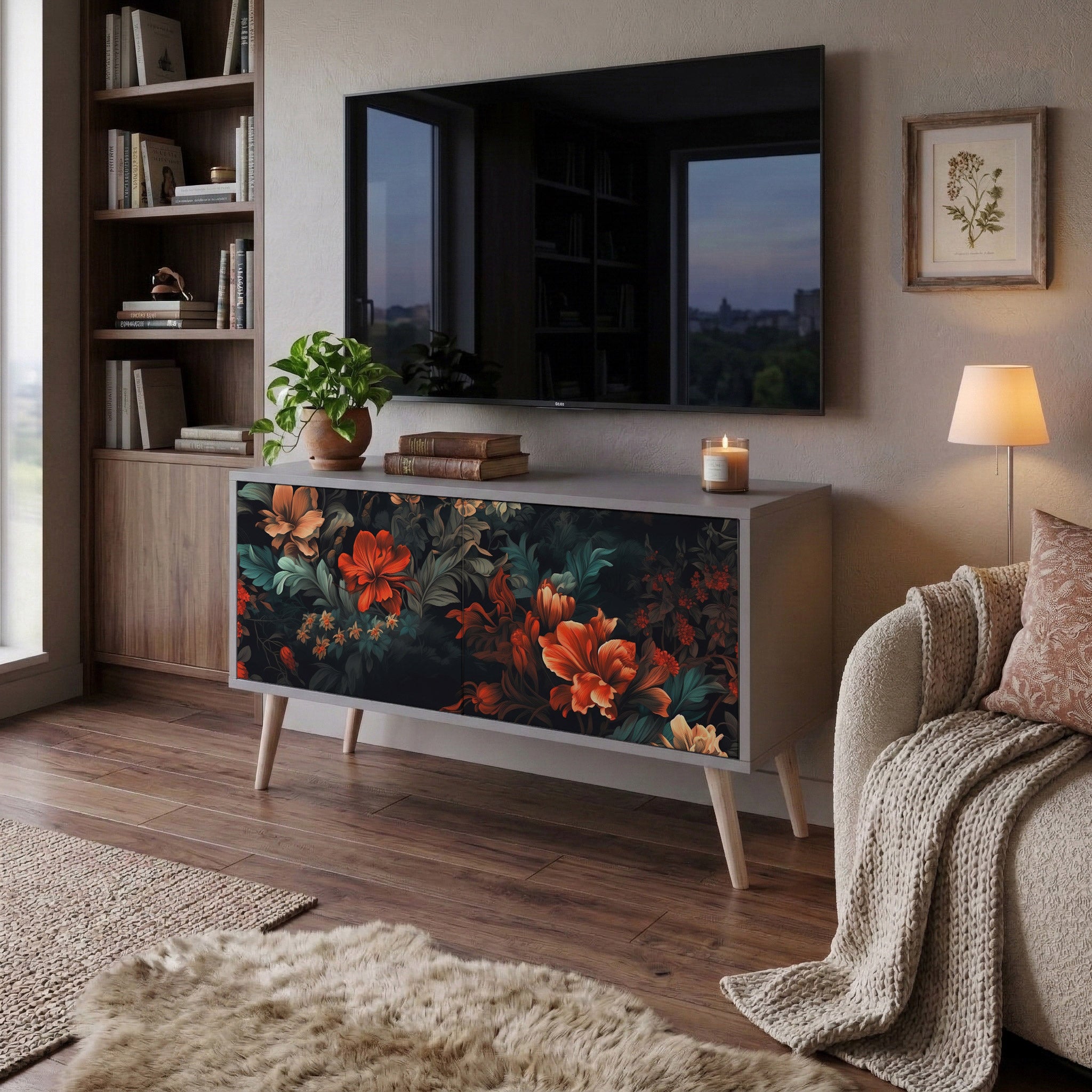 IMAGINARY BLOSSOM Kompaktní dvoudveřový TV stolek