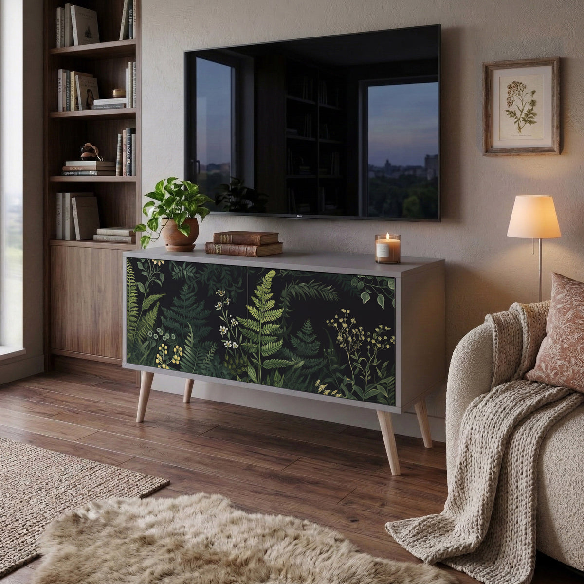 FERN FLOWERS Kompaktní dvoudveřový TV stolek