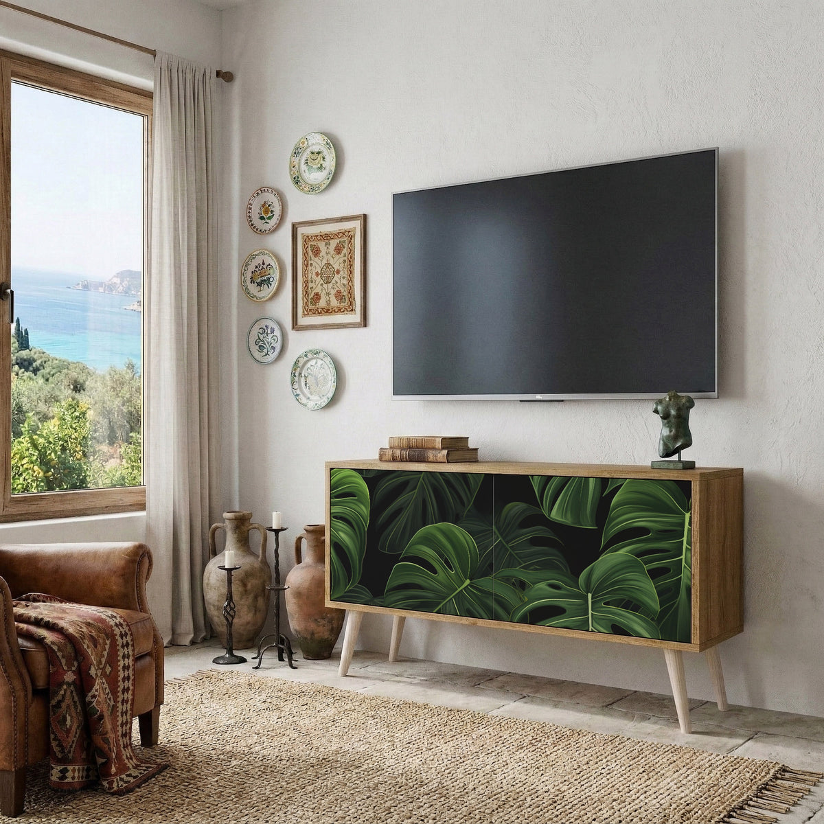 INFINITE MONSTERA Kompaktní dvoudveřový TV stolek