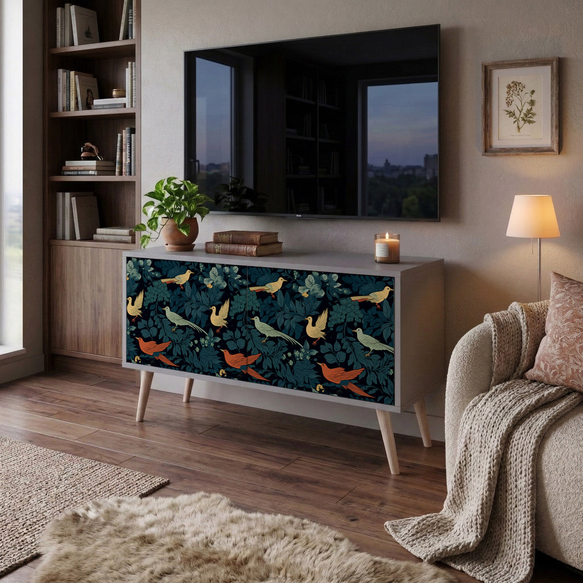 FOWL ORNAMENT Kompaktní dvoudveřový TV stolek