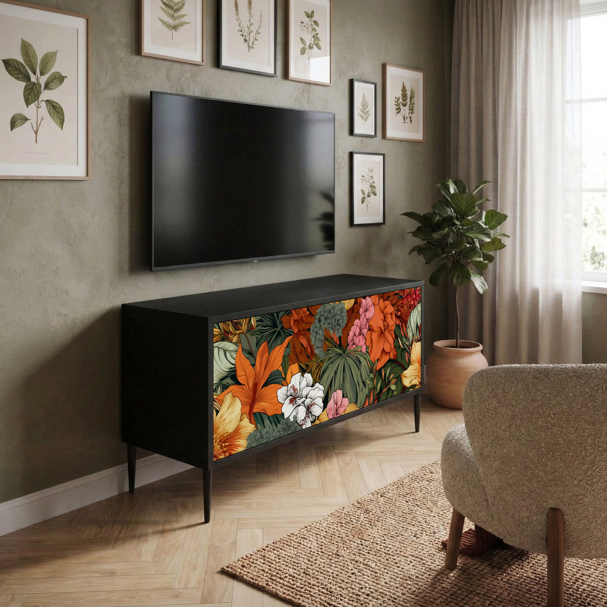 RADIANT FLORA Kompaktní dvoudveřový TV stolek