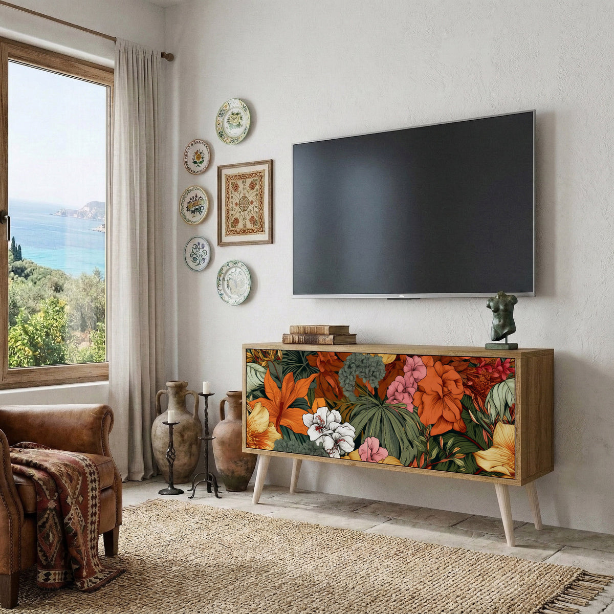 RADIANT FLORA Kompaktní dvoudveřový TV stolek