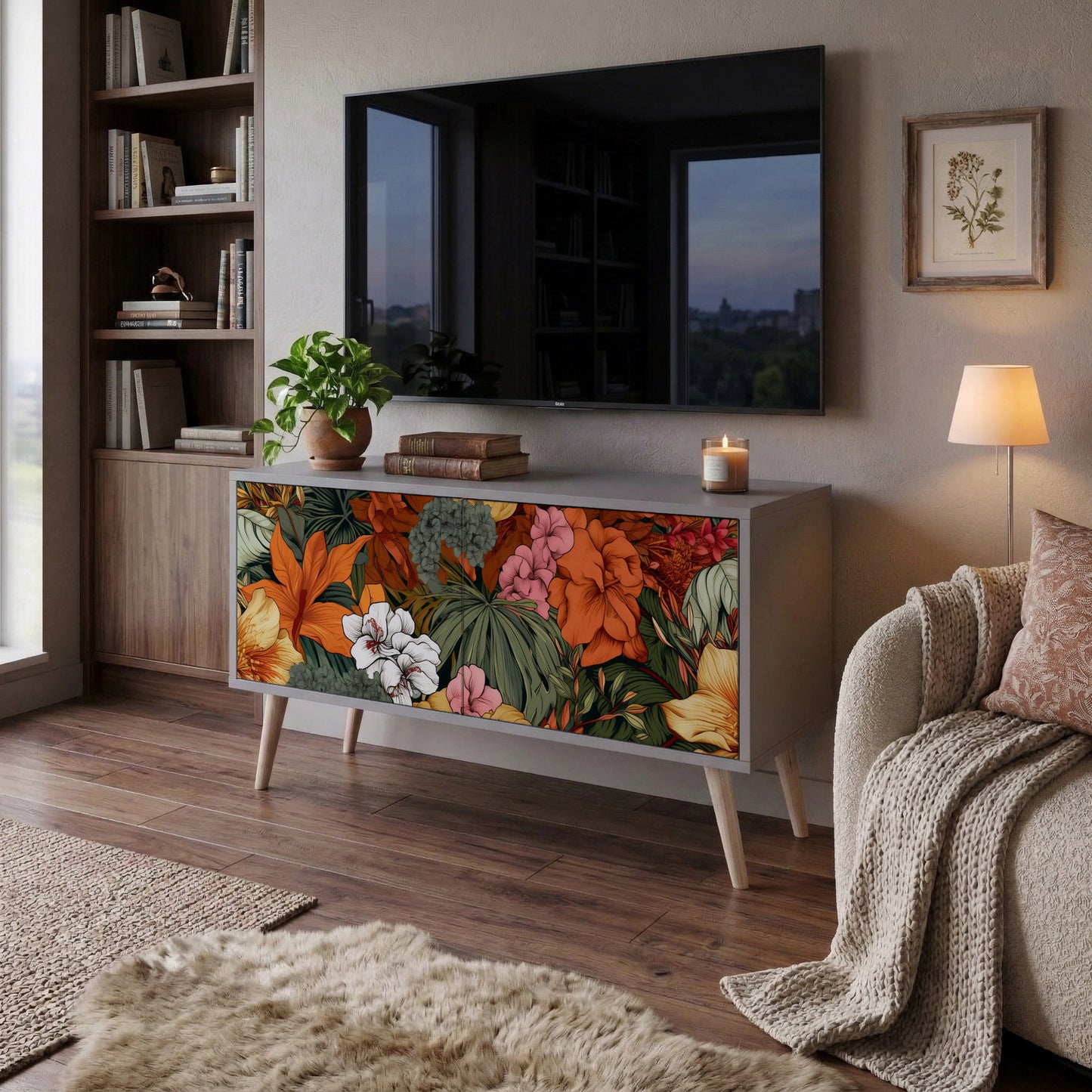 RADIANT FLORA Kompaktní dvoudveřový TV stolek
