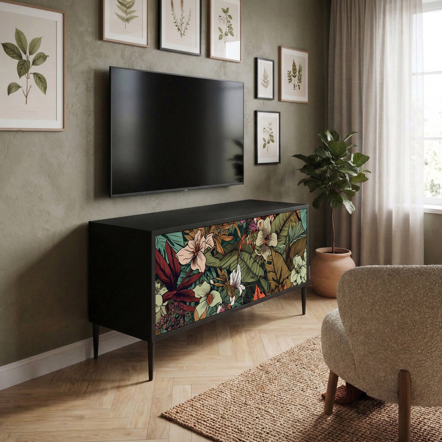 BOTANICAL EMERGENCE Kompaktní dvoudveřový TV stolek