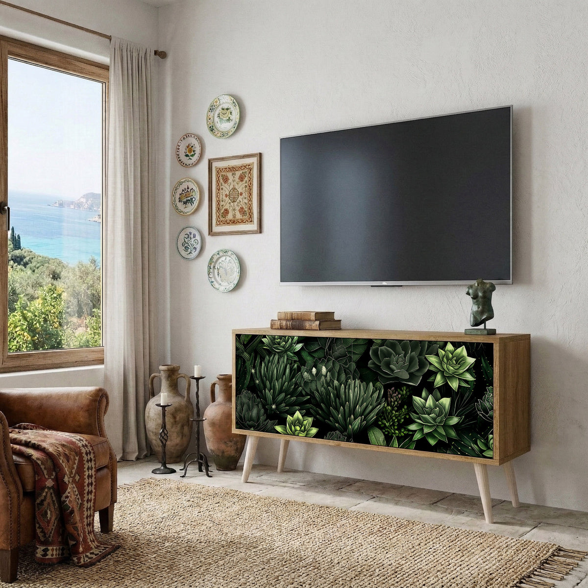 SUCCULENT JUNGLE Kompaktní dvoudveřový TV stolek