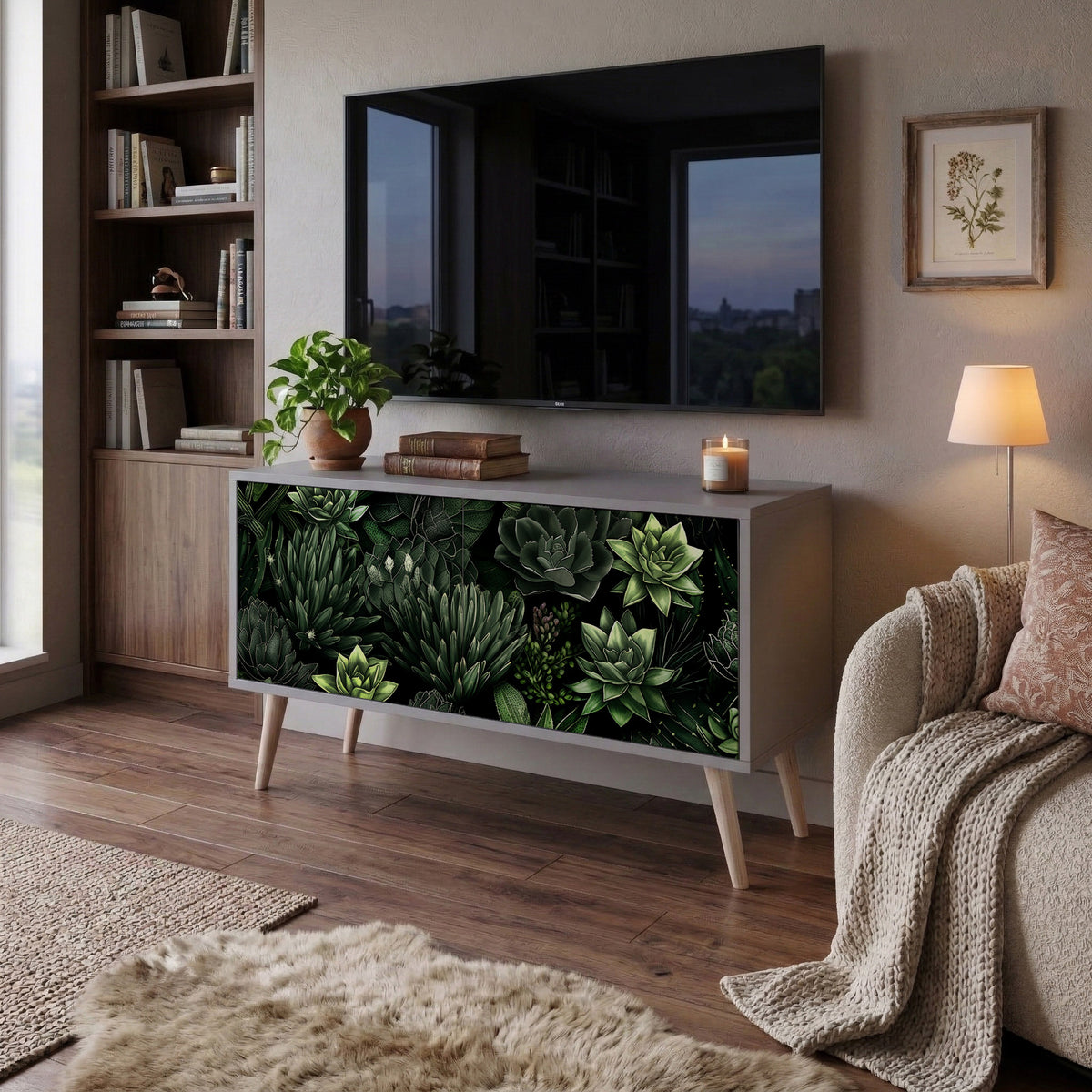 SUCCULENT JUNGLE Kompaktní dvoudveřový TV stolek