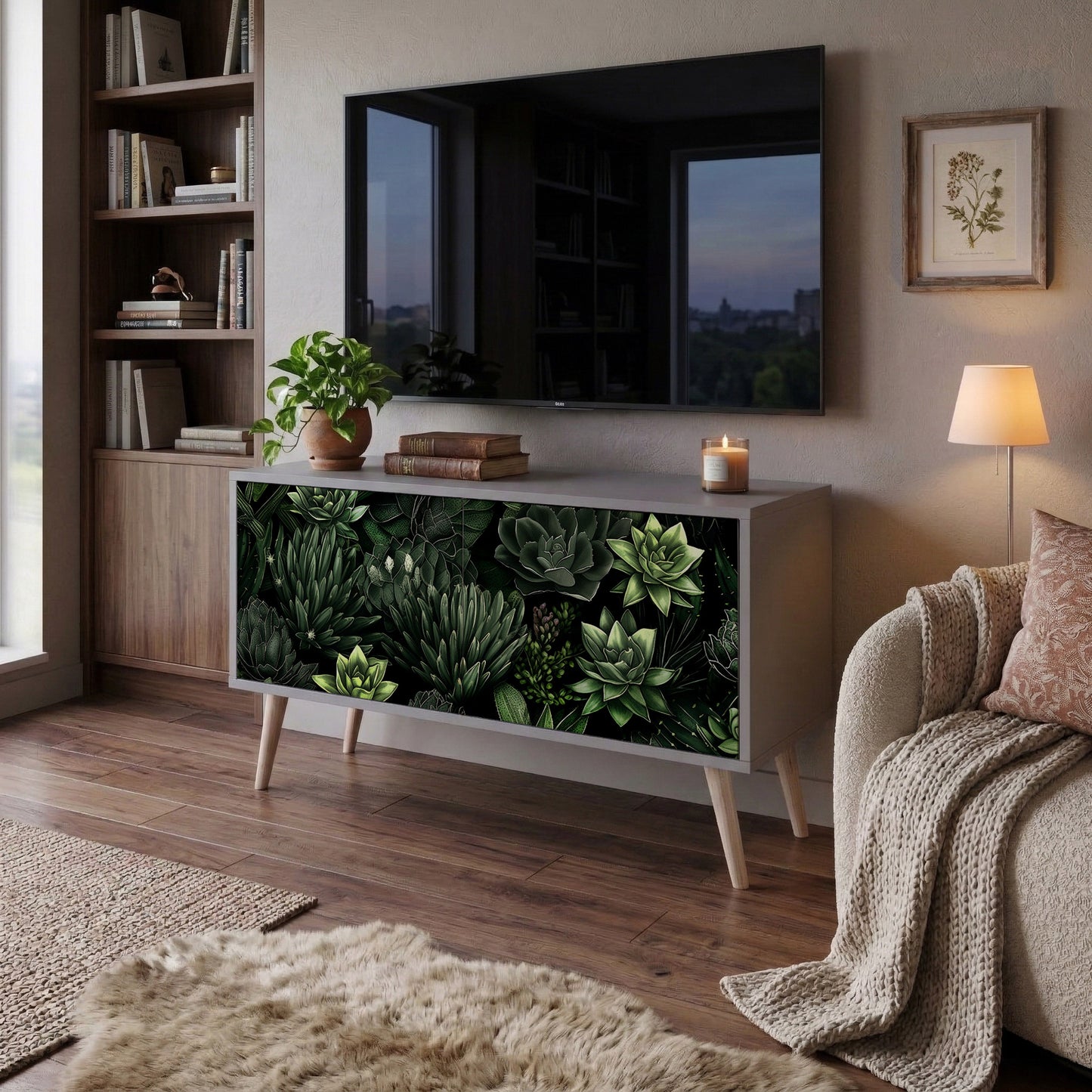 SUCCULENT JUNGLE Kompaktní dvoudveřový TV stolek