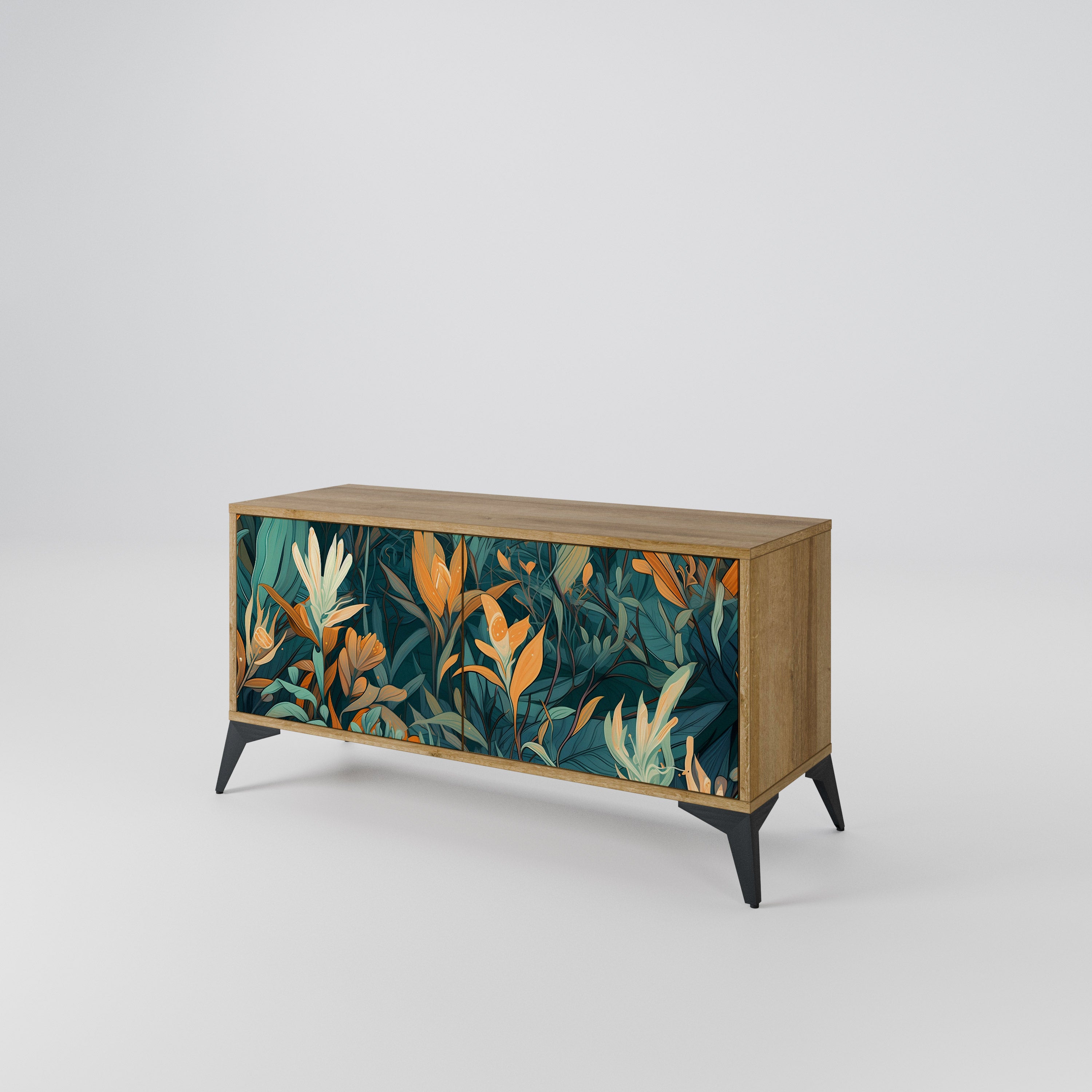 FLORAL SERENITY Compact 2-Door TV Cabinet