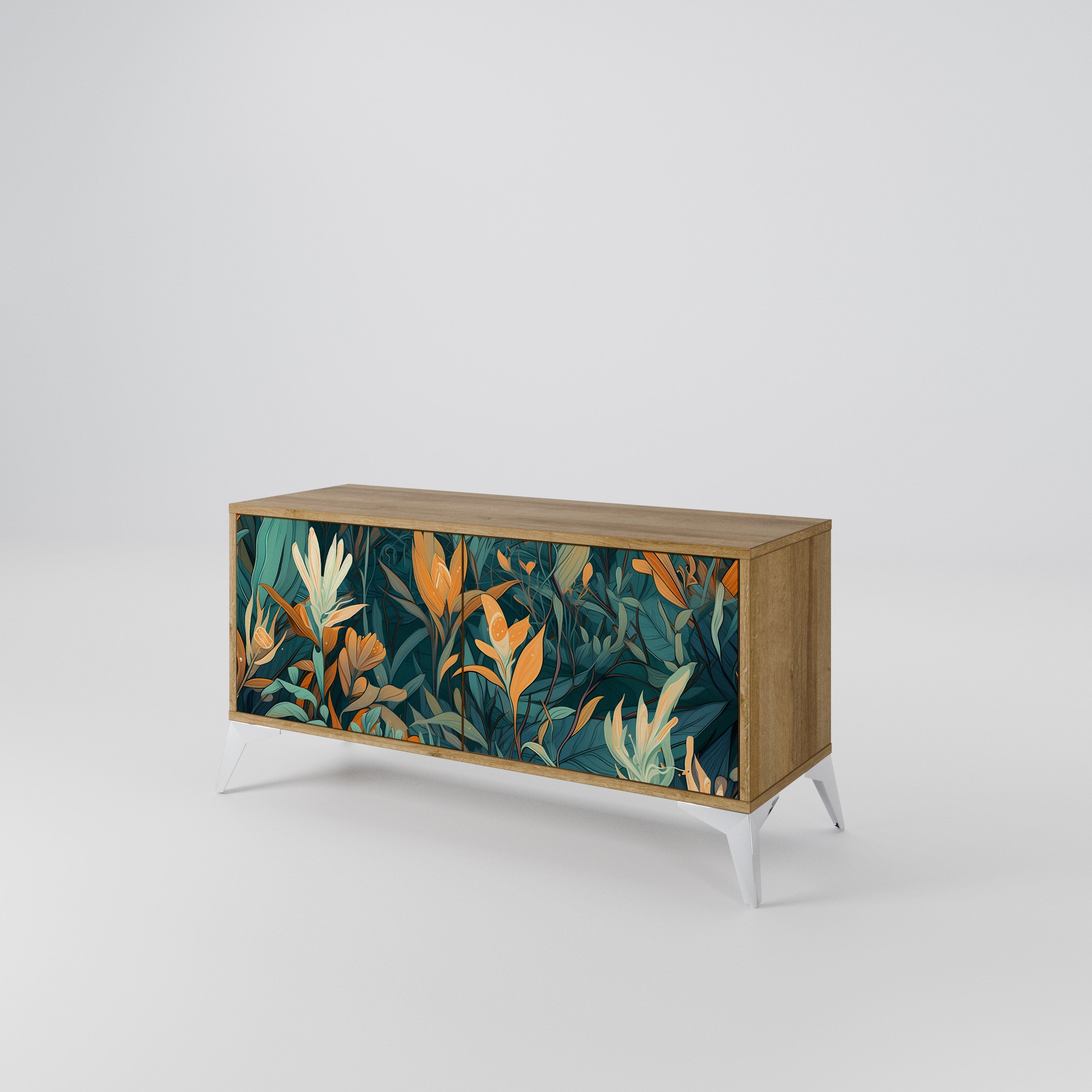 FLORAL SERENITY Compact 2-Door TV Cabinet