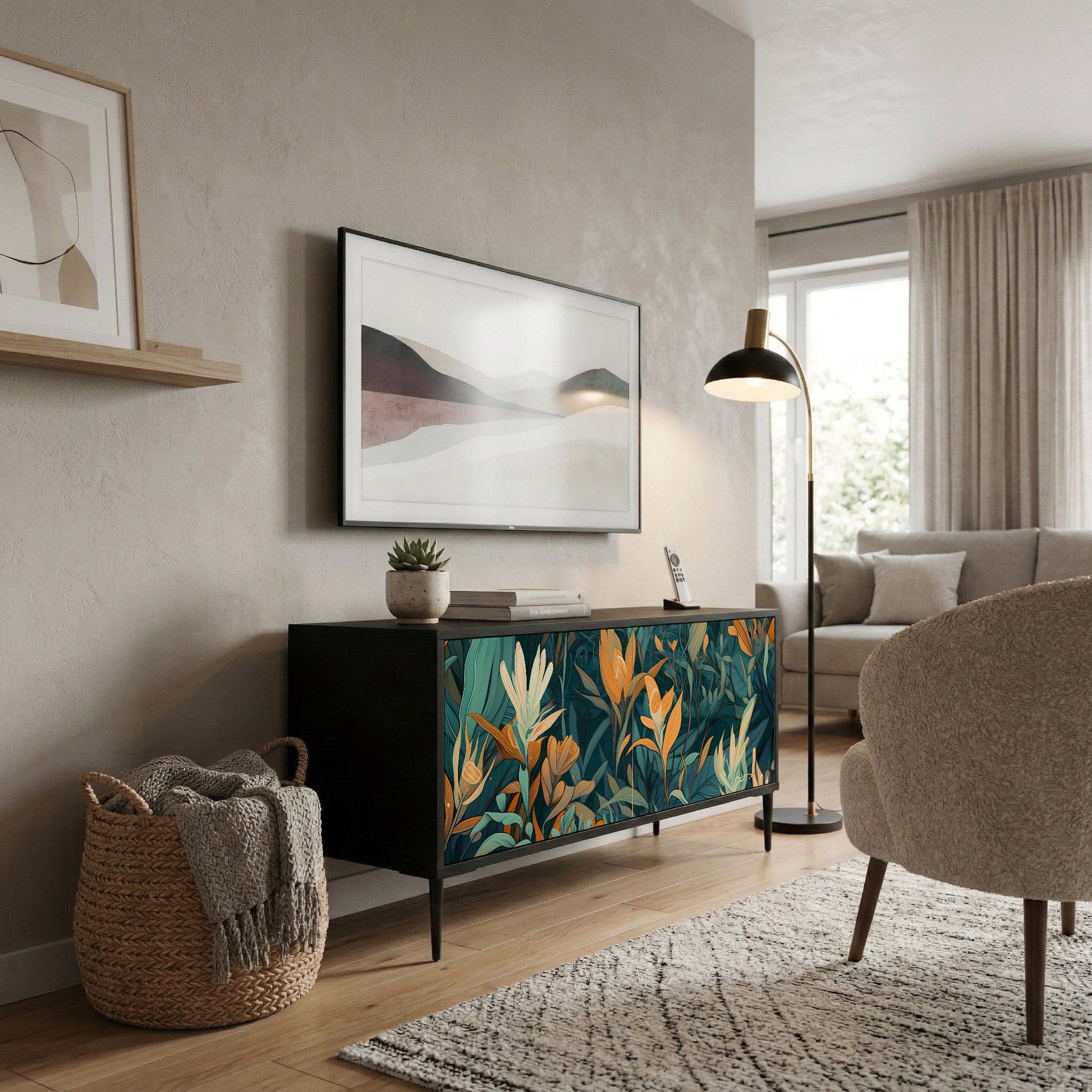 FLORAL SERENITY Kompaktní dvoudveřový TV stolek