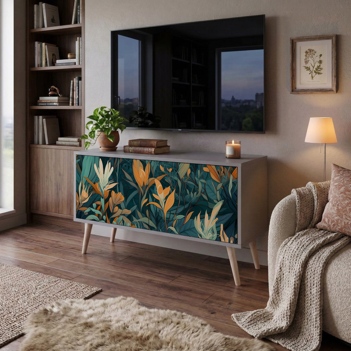 FLORAL SERENITY Kompaktní dvoudveřový TV stolek