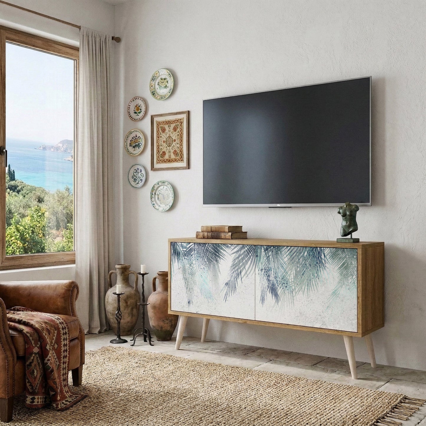 PALM VEIL Kompaktní dvoudveřový TV stolek