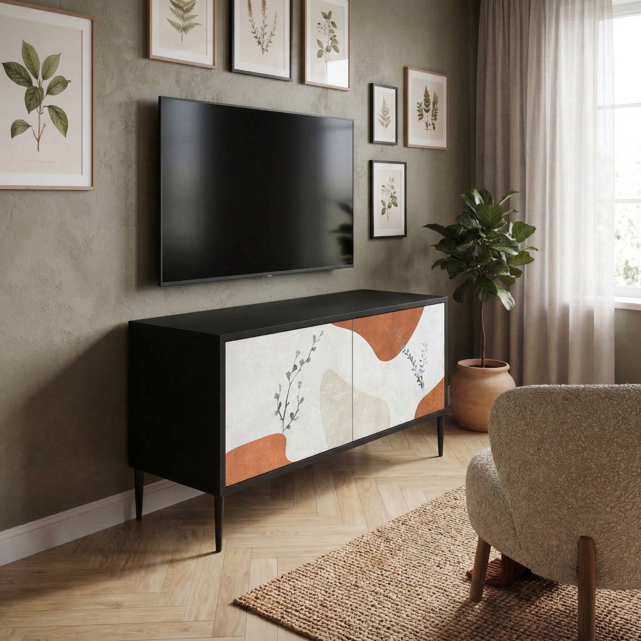 TRANQUIL TWIG Kompaktní dvoudveřový TV stolek