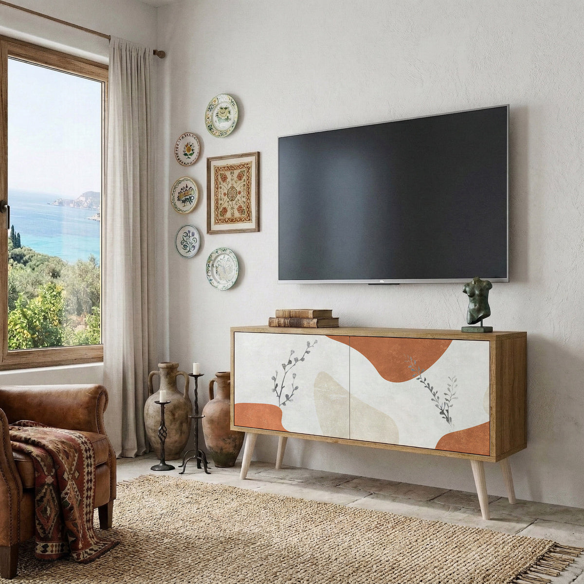 TRANQUIL TWIG Kompaktní dvoudveřový TV stolek