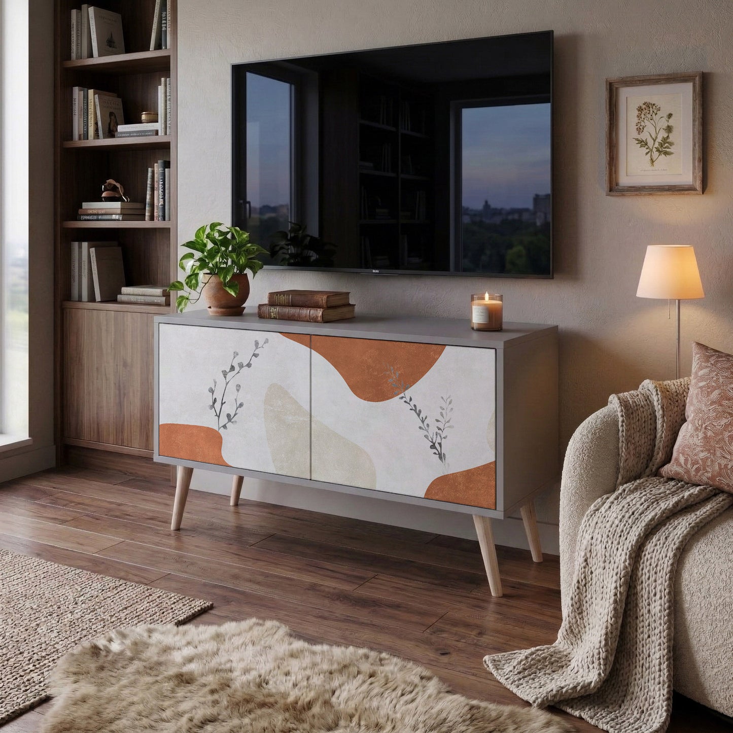 TRANQUIL TWIG Kompaktní dvoudveřový TV stolek