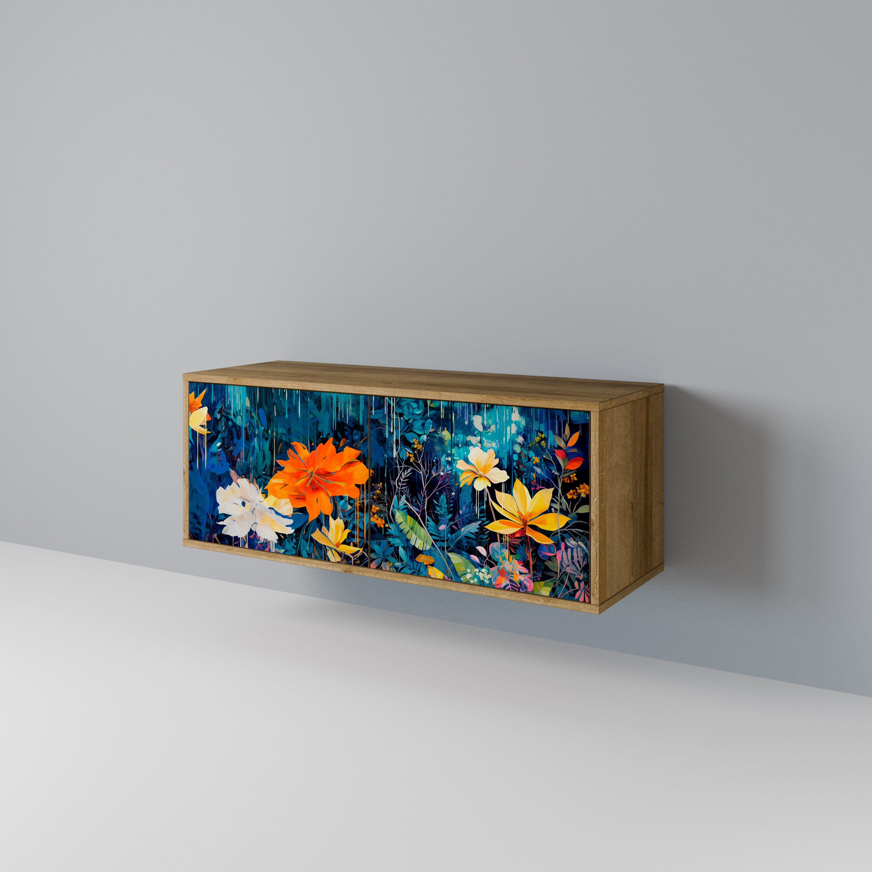 MIDNIGHT BLOSSOM Compact 2-Door TV Cabinet