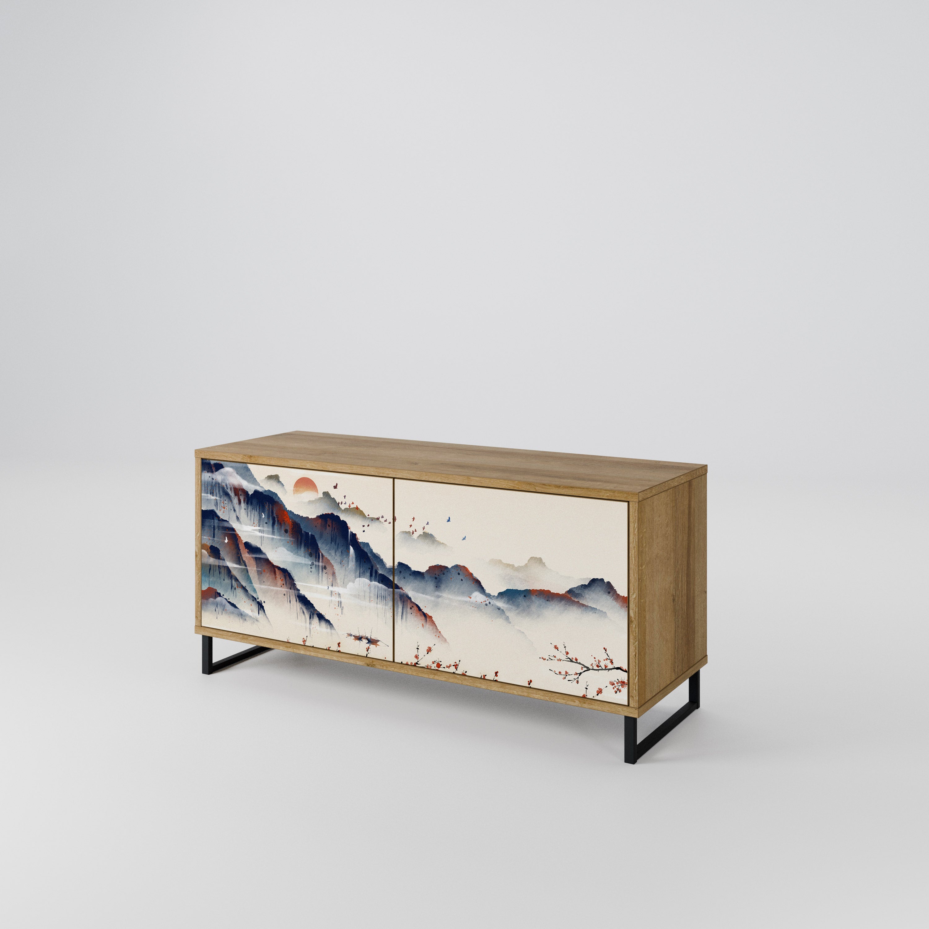 JAPANESE LANDSCAPE Compact 2-Door TV Cabinet
