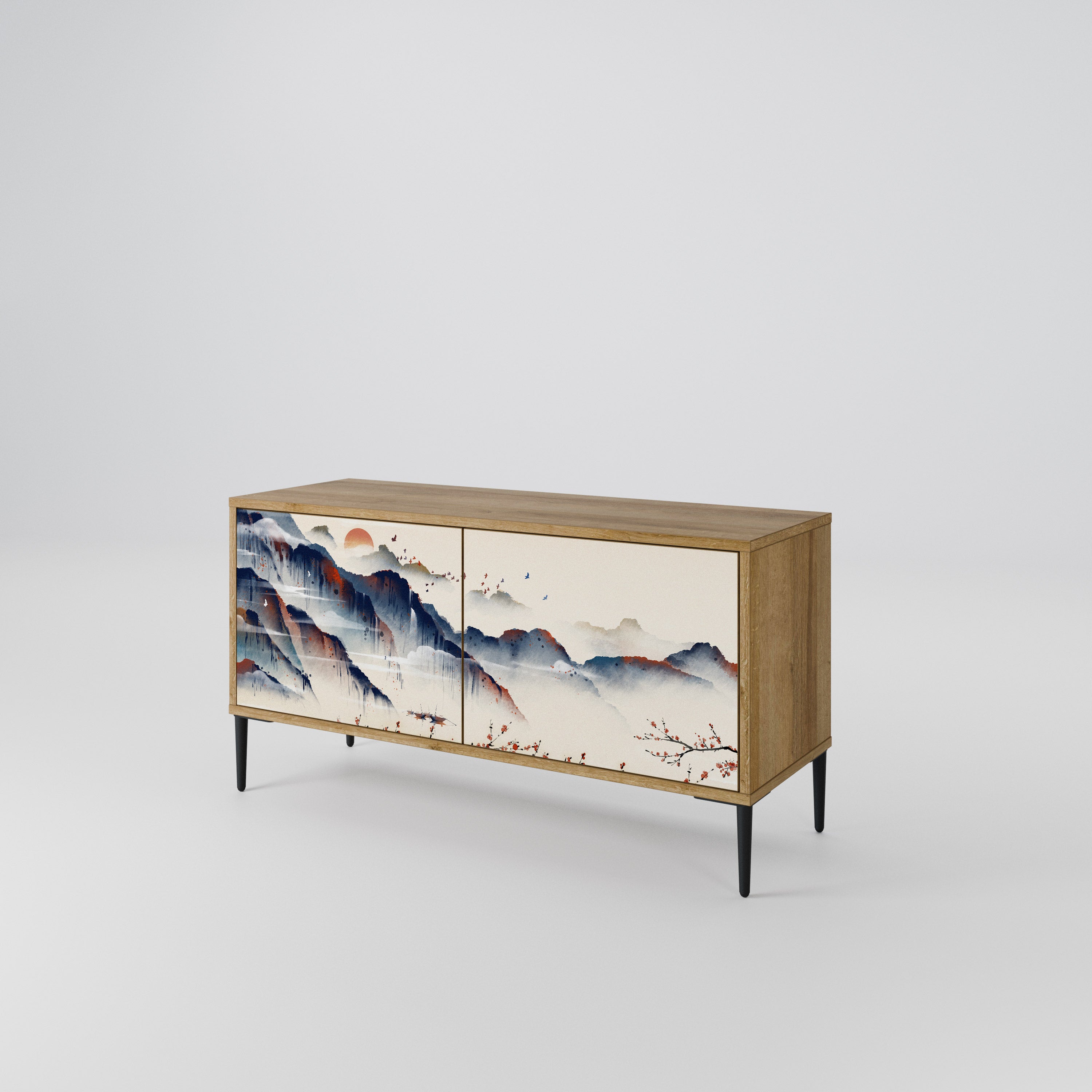 JAPANESE LANDSCAPE Compact 2-Door TV Cabinet