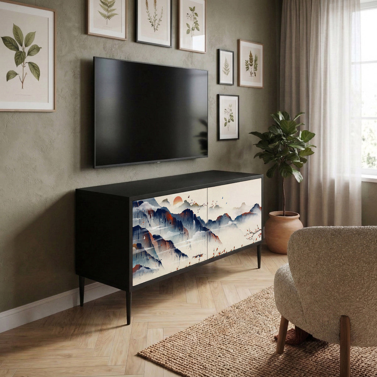JAPANESE LANDSCAPE Kompaktní dvoudveřový TV stolek