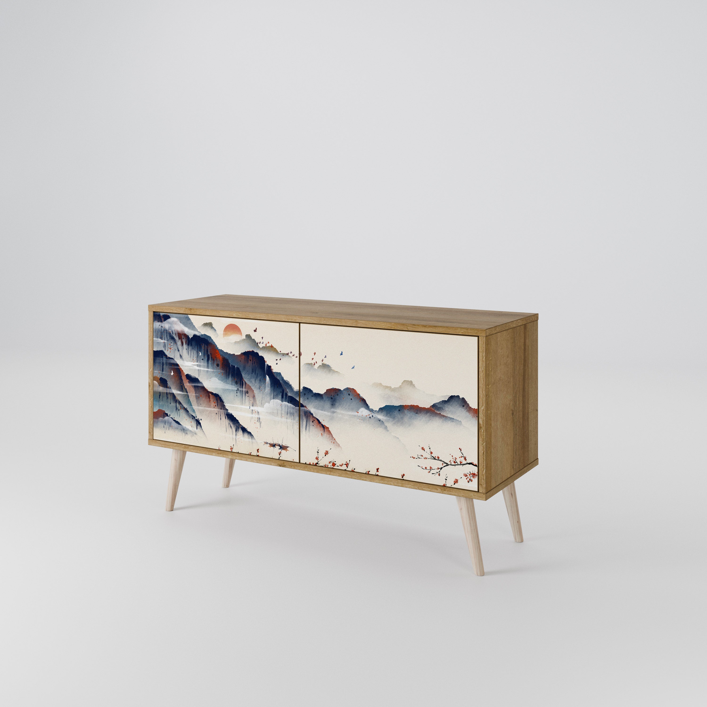 JAPANESE LANDSCAPE Compact 2-Door TV Cabinet