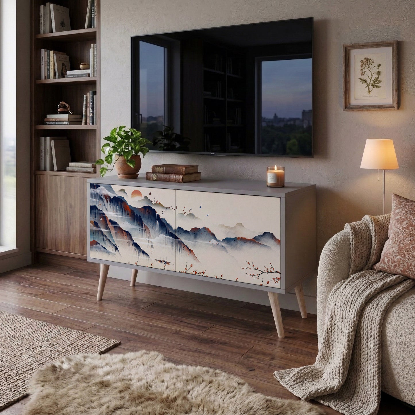 JAPANESE LANDSCAPE Kompaktní dvoudveřový TV stolek