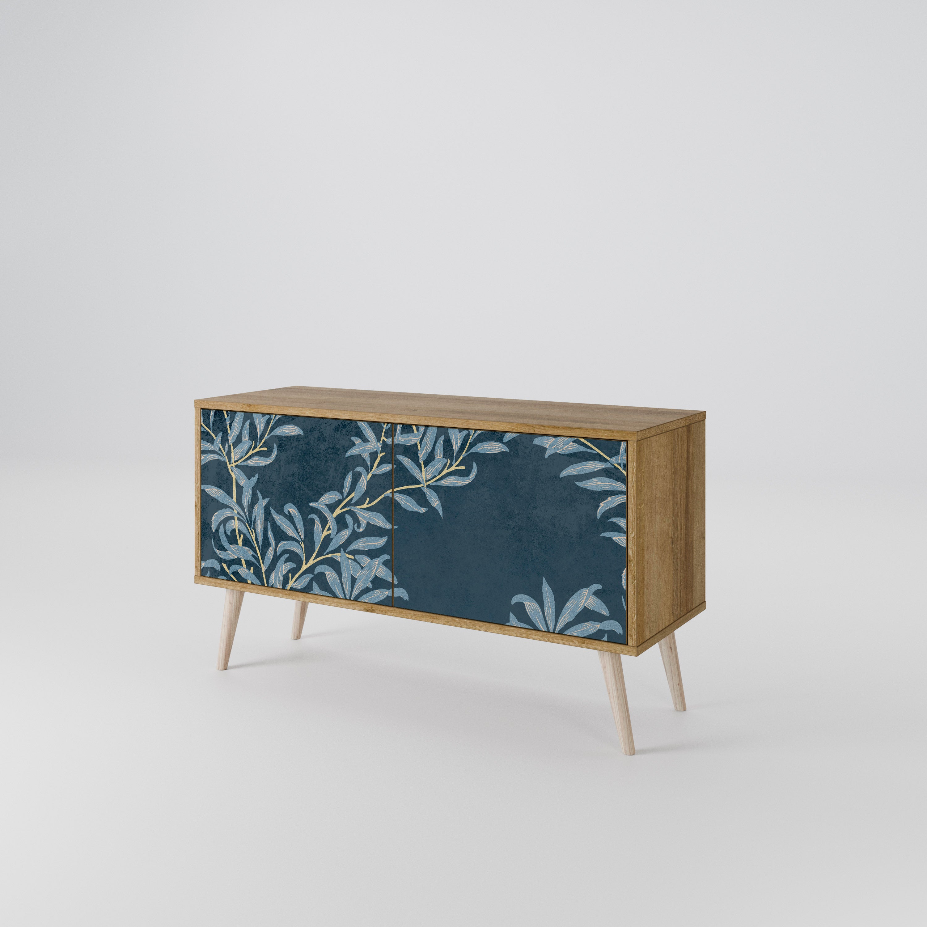 BLUE LEAVES Compact 2-Door TV Cabinet
