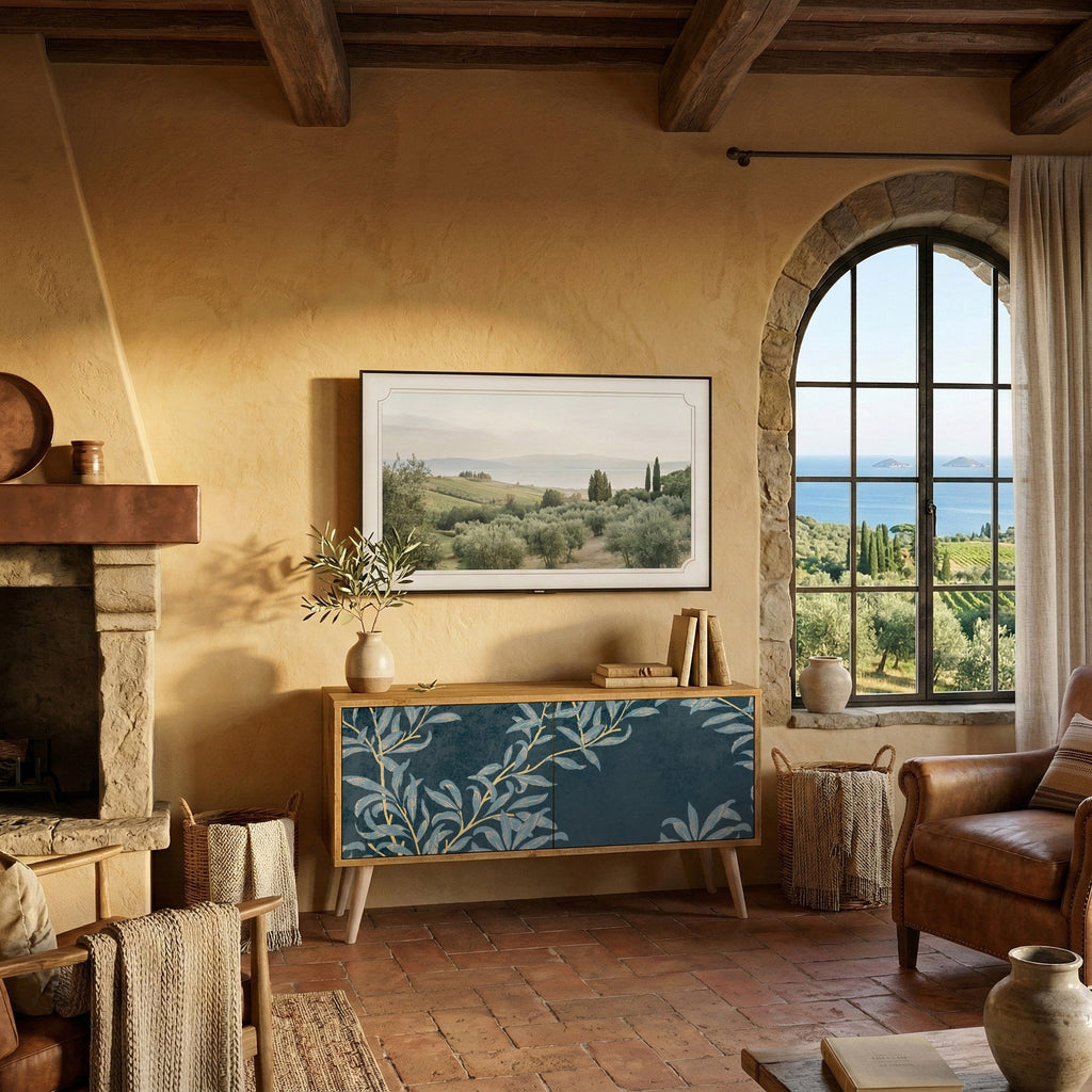 BLUE LEAVES Kompaktní dvoudveřový TV stolek