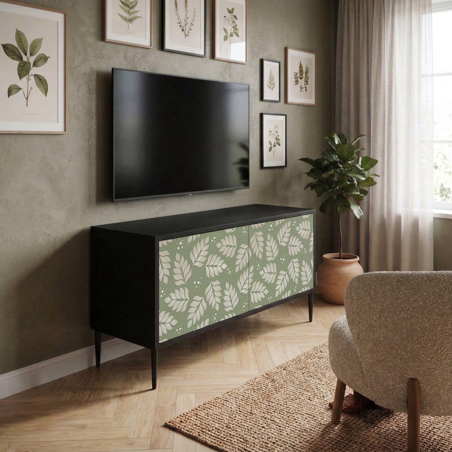LEAVES ON GREEN Kompaktní dvoudveřový TV stolek