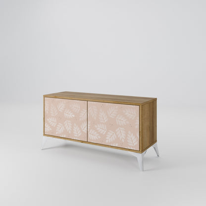 LEAVES ON BEIGE Kompaktní dvoudveřový TV stolek