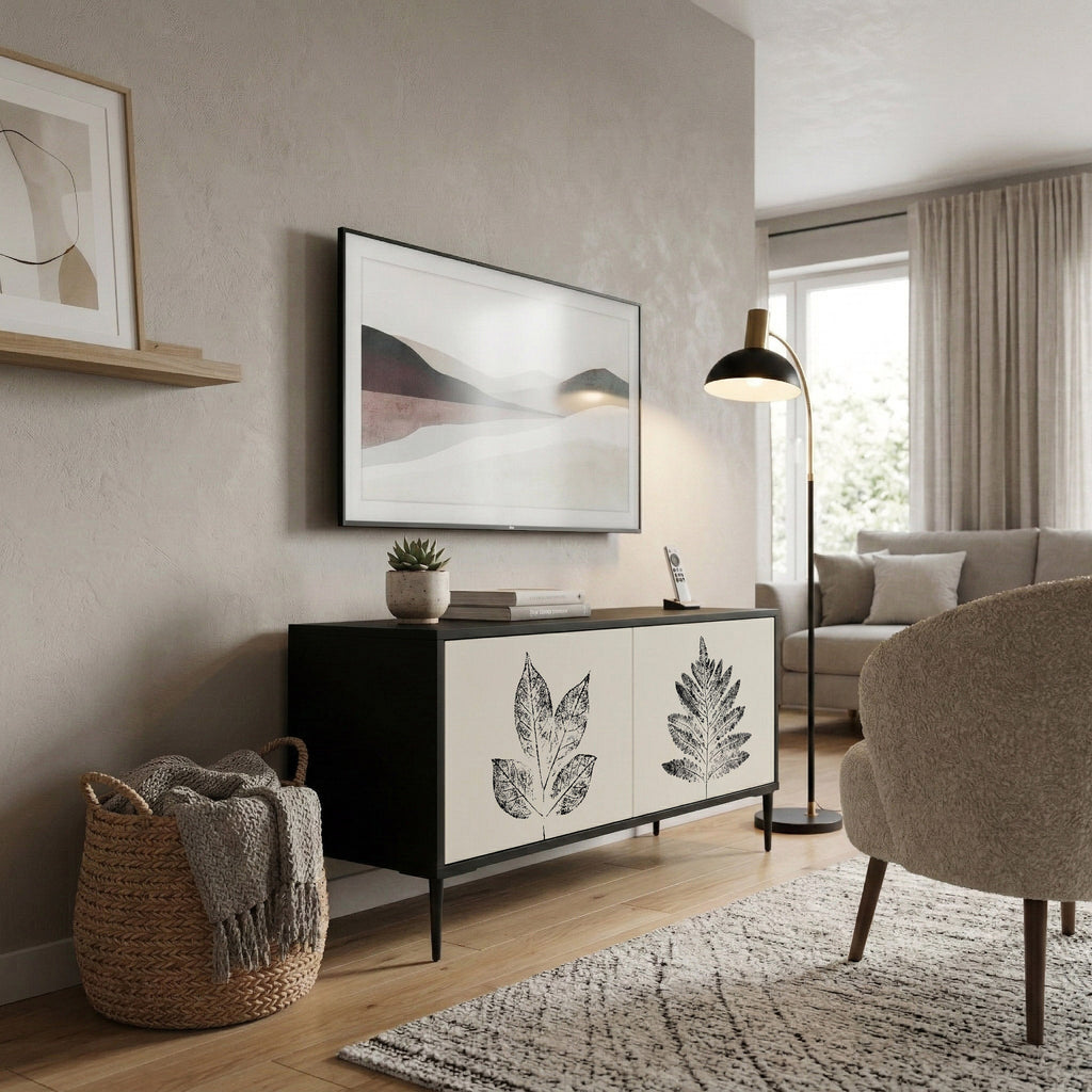 LEAFY STAMPS Kompaktní dvoudveřový TV stolek