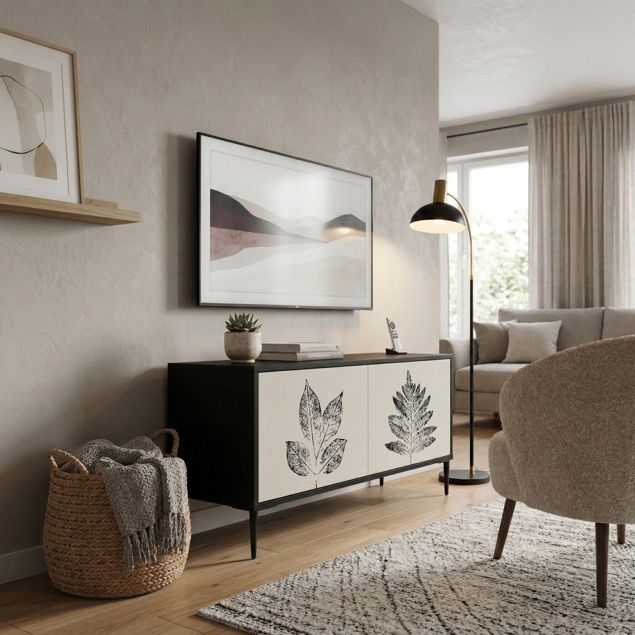 LEAFY STAMPS Kompaktní dvoudveřový TV stolek