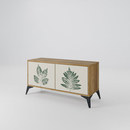 GREEN LEAFY STAMPS Kompaktní dvoudveřový TV stolek