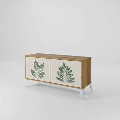 GREEN LEAFY STAMPS Kompaktní dvoudveřový TV stolek