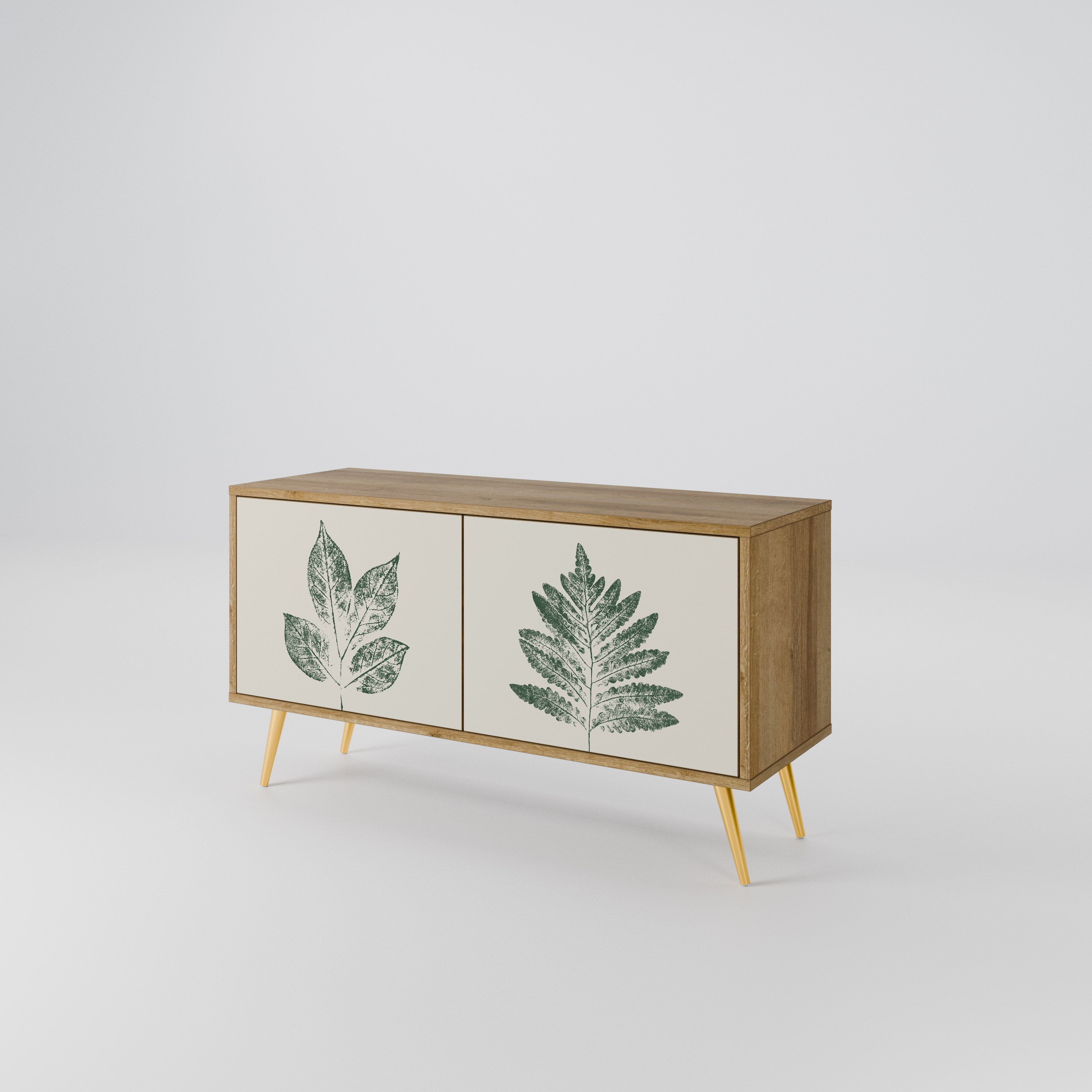 GREEN LEAFY STAMPS Compact 2-Door TV Cabinet