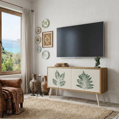 GREEN LEAFY STAMPS Kompaktní dvoudveřový TV stolek