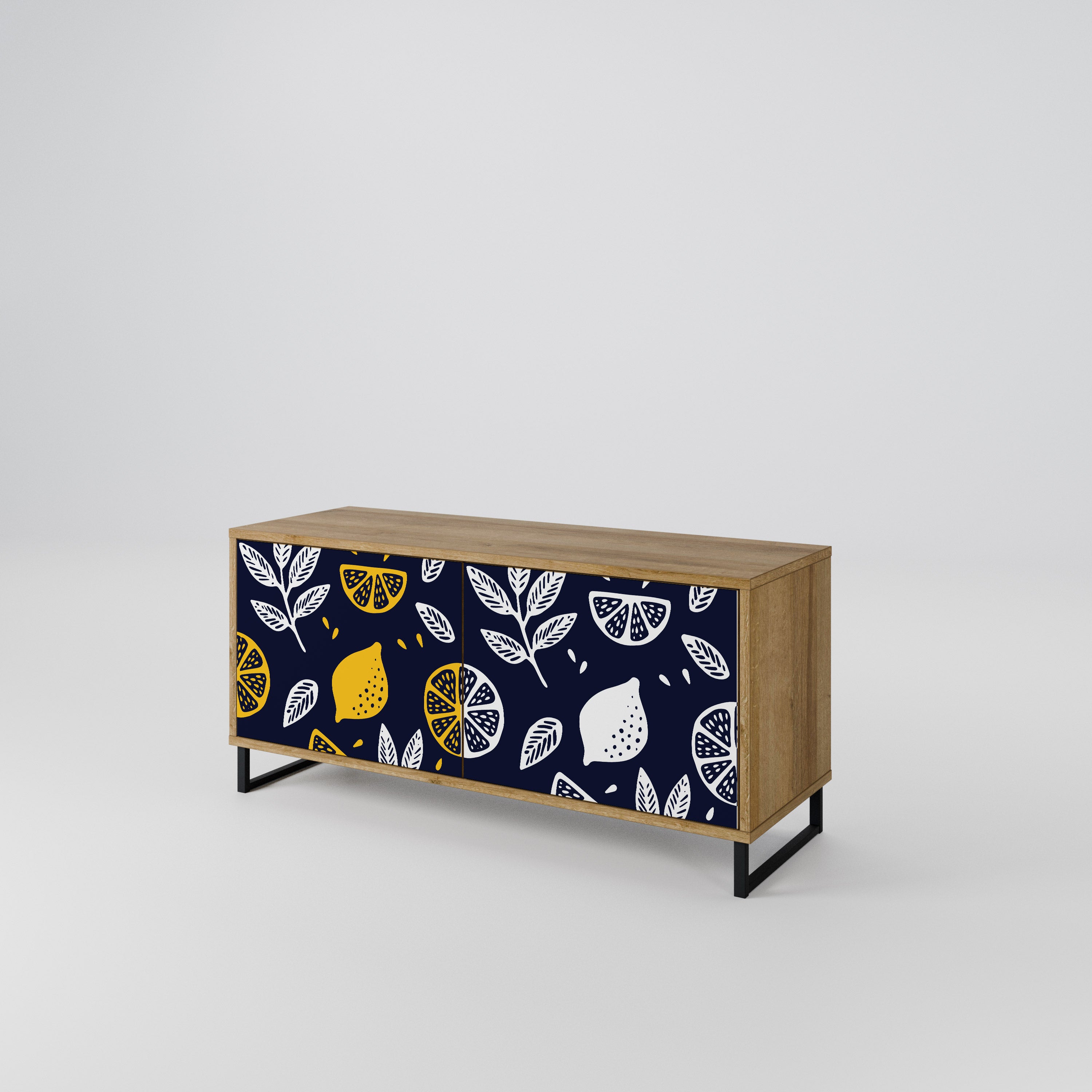 CITRUS BLACK AND WHITE Compact 2-Door TV Cabinet