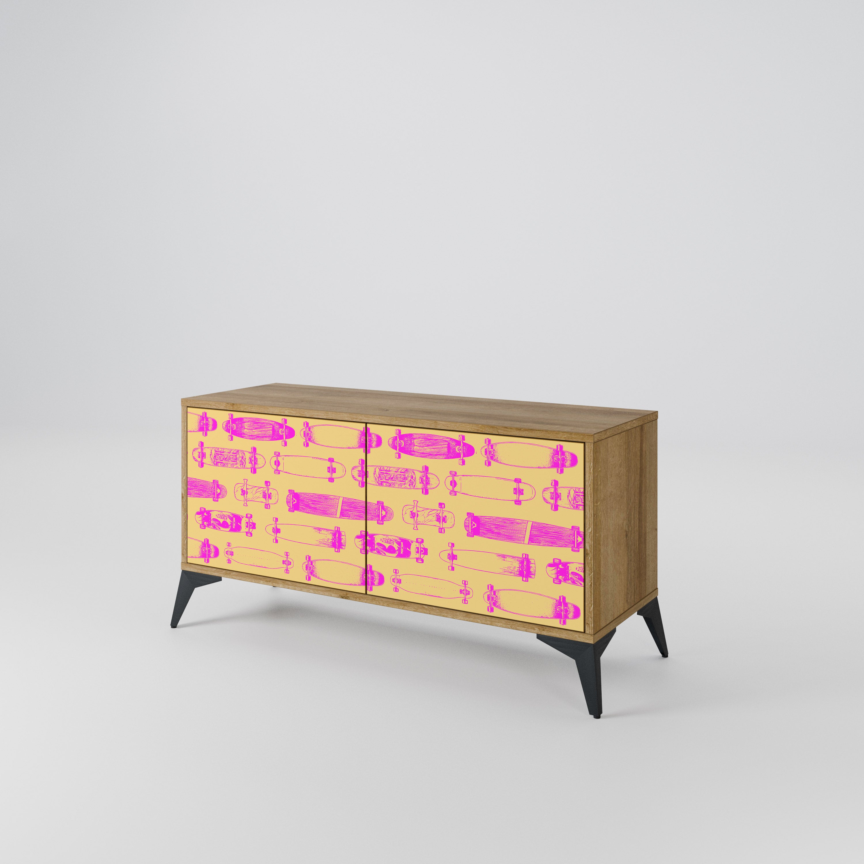 SKATEBOARD ARTISTRY Compact 2-Door TV Cabinet